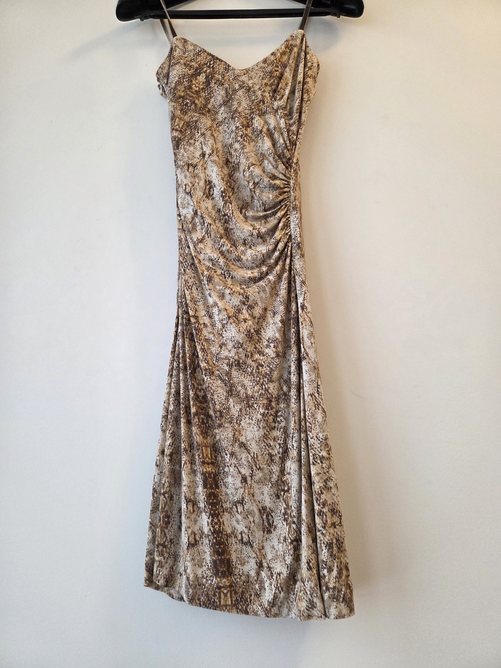 Mango Beige and Brown Snake-Print Midi Slip Dress